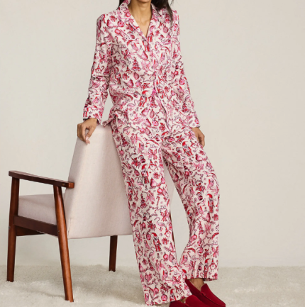 High Quality Sleepwear Christmas Print Shirt and Pants Winter Pajamas for Women Set