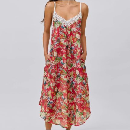 Comfortable Ladies Pajamas Dress Lovely Printed Floral Nightgowns